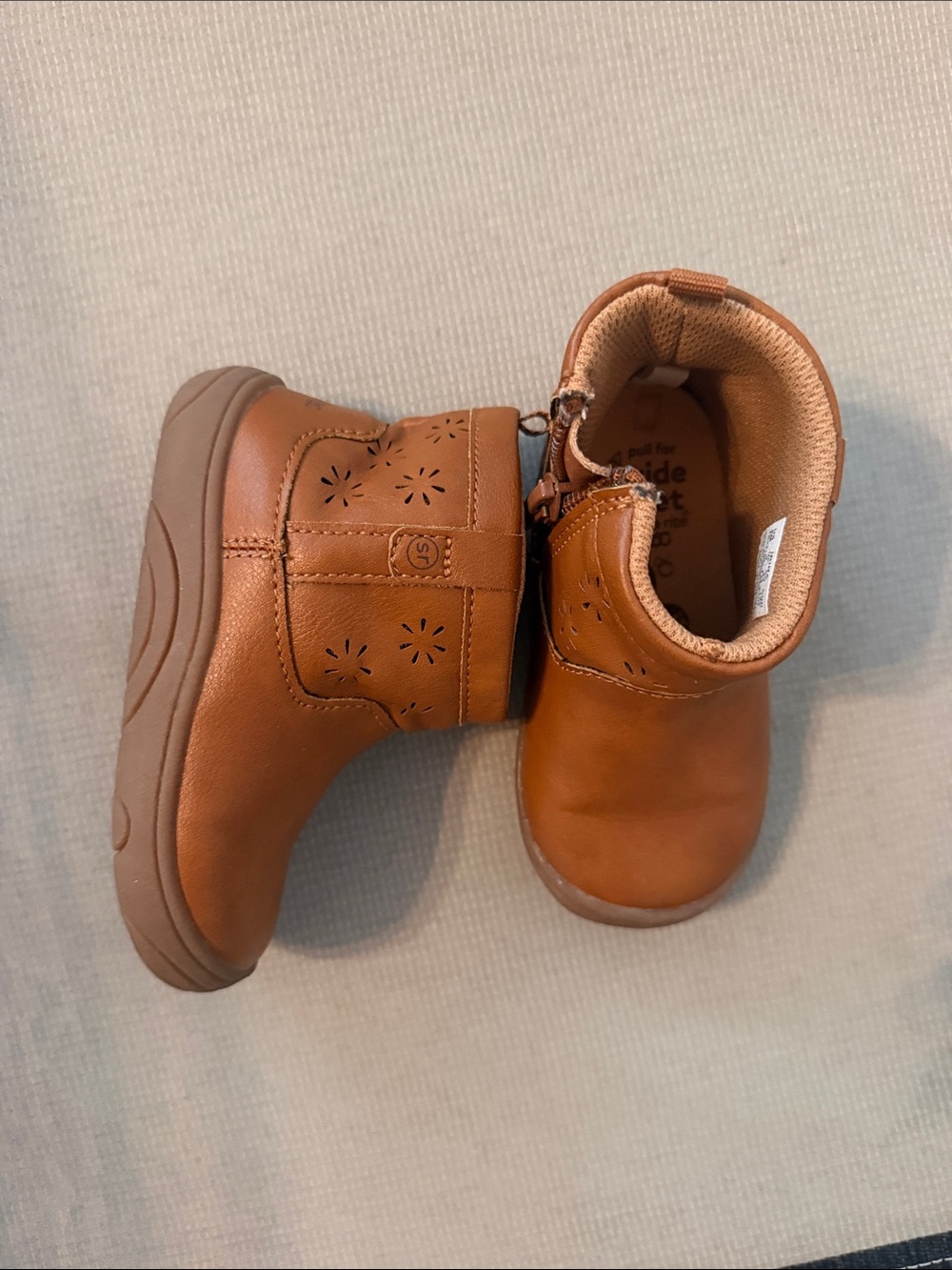 Stride Rite Tan Brown Leather Toddler Ankle Boots